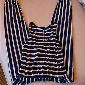 Old Navy Blue and White Striped Sleeveless Jumpsuit